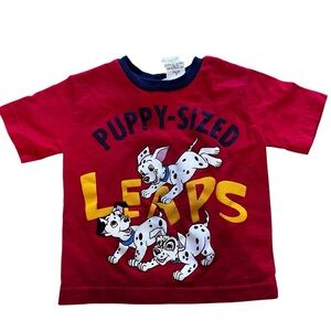 VTG The Disney Store Red Puppy Sized Leaps Dalmatians Dogs Graphic Tee Size 3T